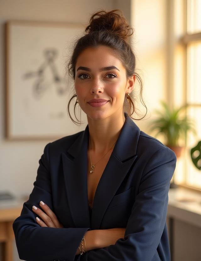 Founder of CalliVibe Studio in a creative studio setting