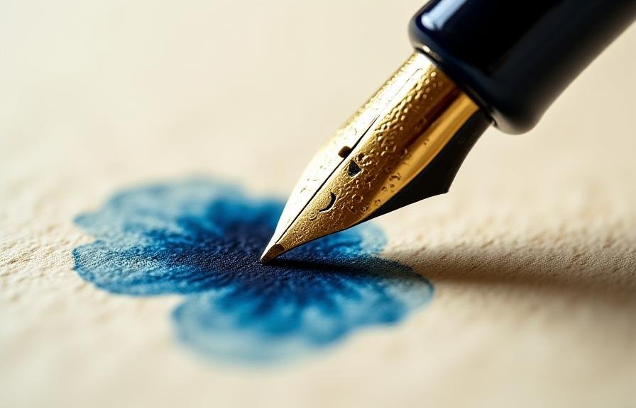 Close up of elegant calligraphy ink on paper